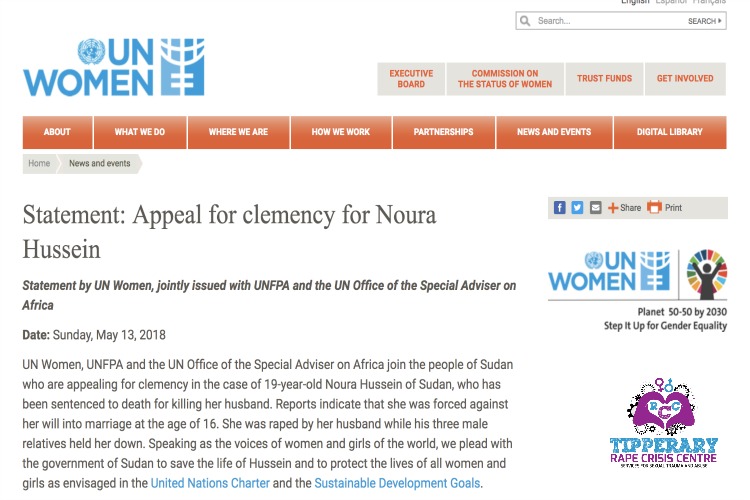 UN Women statement for appeal for clemency for Noura Hussein